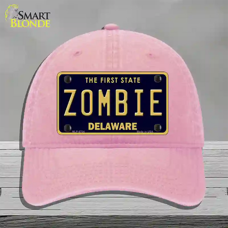 Zombie Delaware Novelty License Plate Hat Unconstructed Cotton / Pink