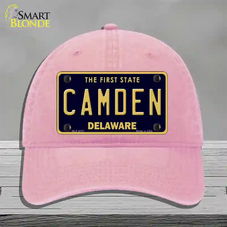 Camden Delaware Novelty License Plate Hat Unconstructed Cotton / Pink