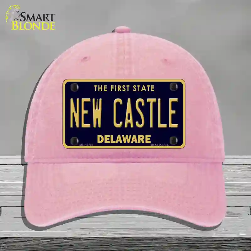 New Castle Delaware Novelty License Plate Hat Unconstructed Cotton / Pink