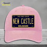 New Castle Delaware Novelty License Plate Hat Unconstructed Cotton / Pink