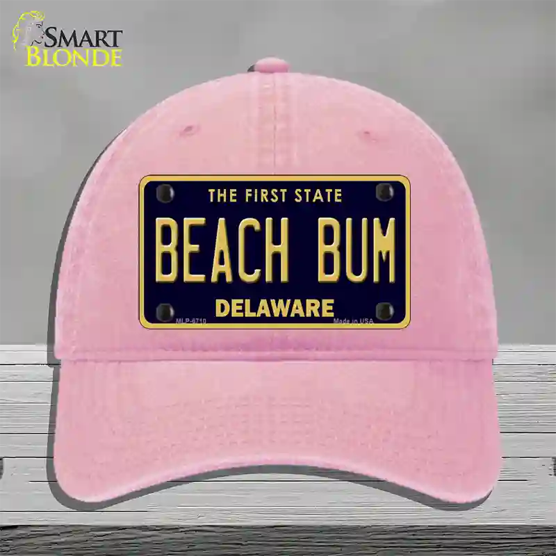 Beach Bum Delaware Novelty License Plate Hat Unconstructed Cotton / Pink