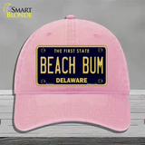 Beach Bum Delaware Novelty License Plate Hat Unconstructed Cotton / Pink