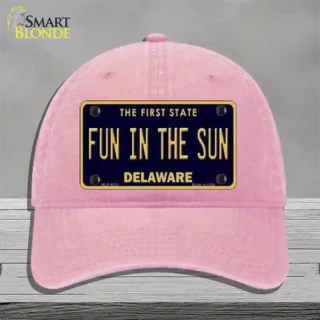 Fun In The Sun Delaware Novelty License Plate Hat Unconstructed Cotton / Pink