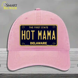 Hot Mama Delaware Novelty License Plate Hat Unconstructed Cotton / Pink