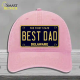 Best Dad Delaware Novelty License Plate Hat Unconstructed Cotton / Pink