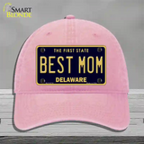 Best Mom Delaware Novelty License Plate Hat Unconstructed Cotton / Pink