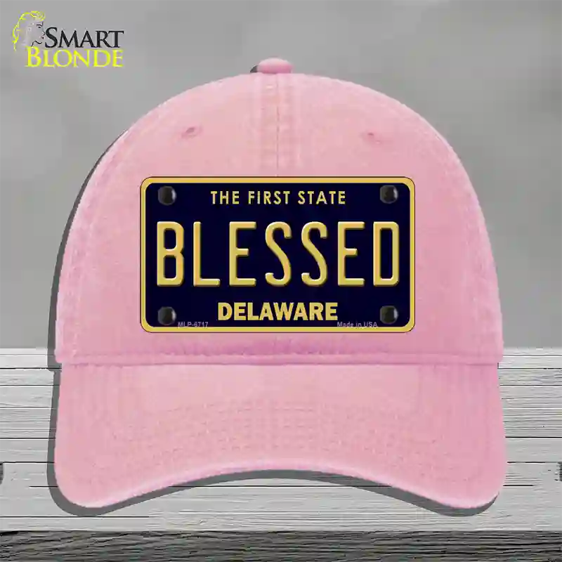 Blessed Delaware Novelty License Plate Hat Unconstructed Cotton / Pink