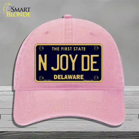 N Joy De Delaware Novelty License Plate Hat Unconstructed Cotton / Pink