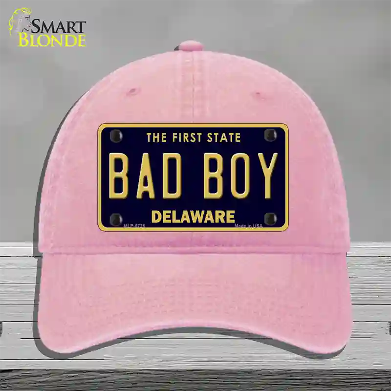 Bad Boy Delaware Novelty License Plate Hat Unconstructed Cotton / Pink