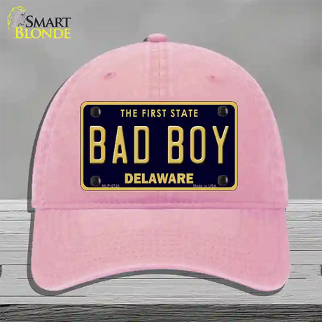 Bad Boy Delaware Novelty License Plate Hat Unconstructed Cotton / Pink