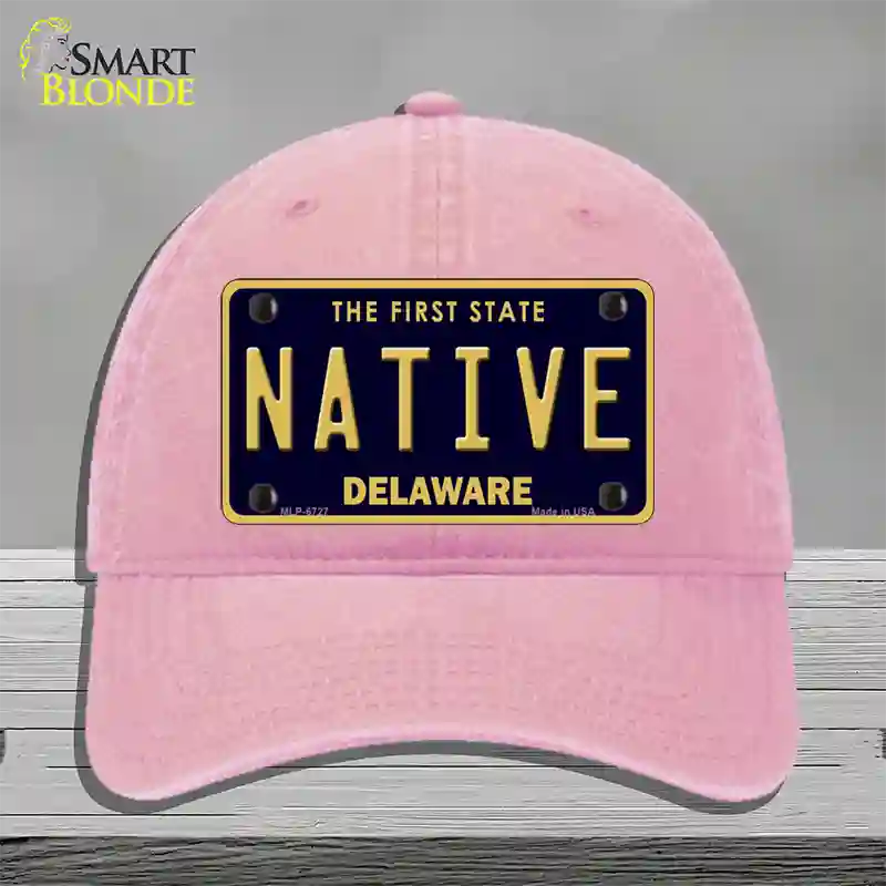 Native Delaware Novelty License Plate Hat Unconstructed Cotton / Pink