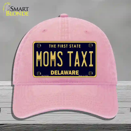 Moms Taxi Delaware Novelty License Plate Hat Unconstructed Cotton / Pink