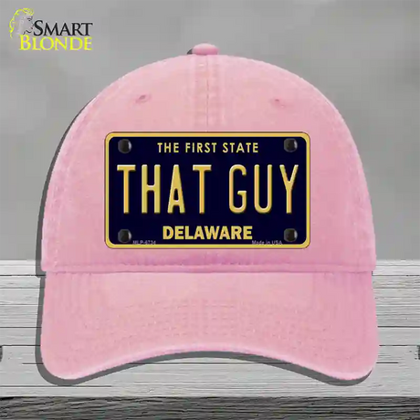 That Guy Delaware Novelty License Plate Hat Unconstructed Cotton / Pink