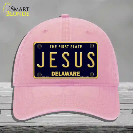 Jesus Delaware Novelty License Plate Hat Unconstructed Cotton / Pink