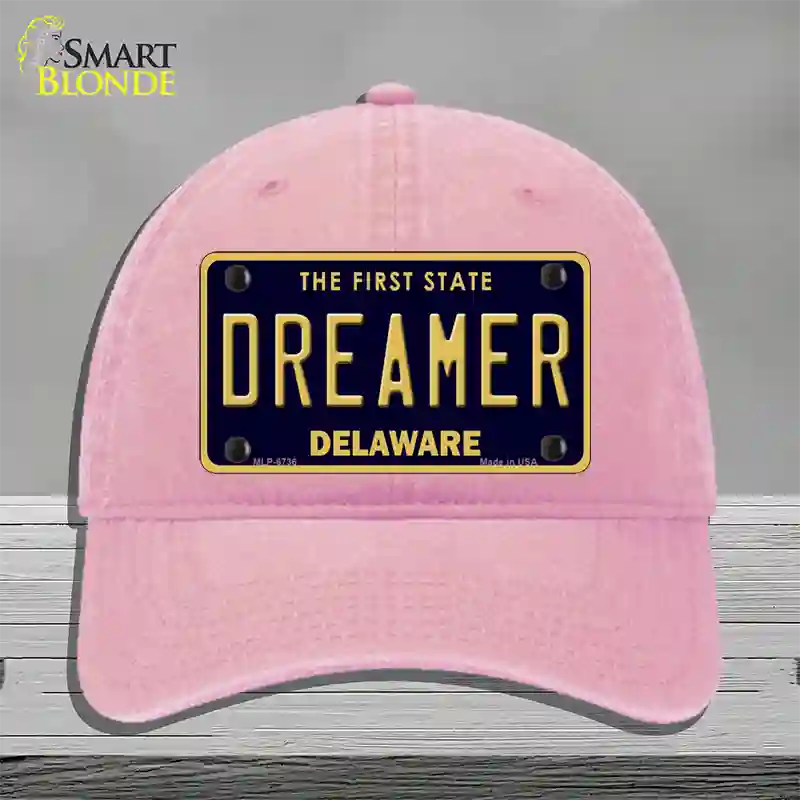 Dreamer Delaware Novelty License Plate Hat Unconstructed Cotton / Pink