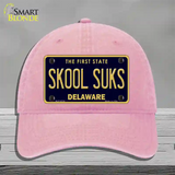 Skool Suks Delaware Novelty License Plate Hat Unconstructed Cotton / Pink