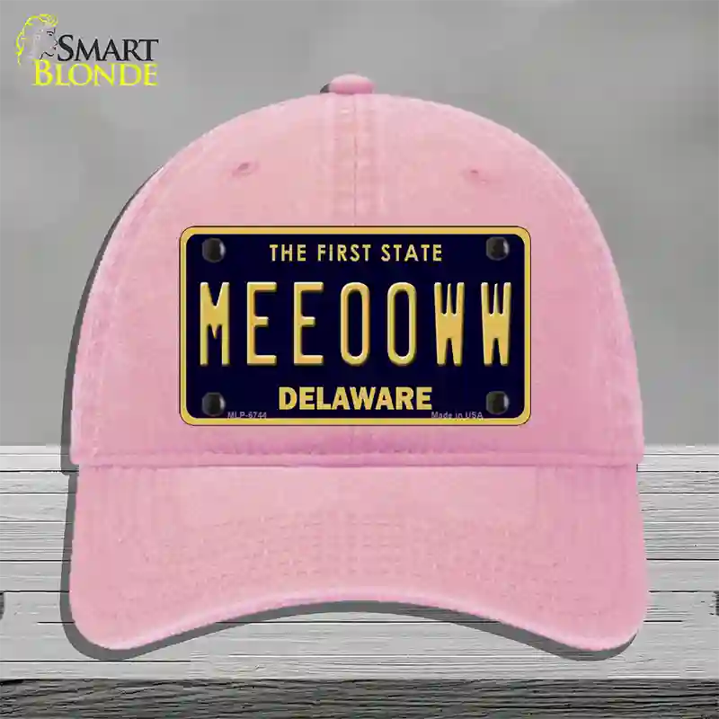 Meeooww Delaware Novelty License Plate Hat Unconstructed Cotton / Pink