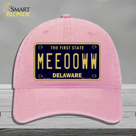 Meeooww Delaware Novelty License Plate Hat Unconstructed Cotton / Pink