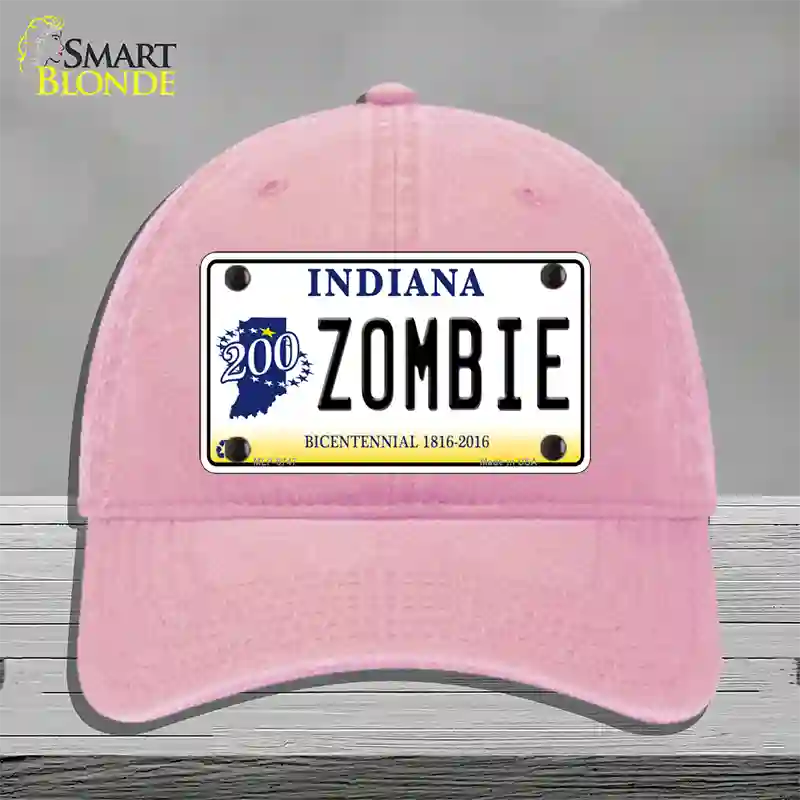 Zombie Indiana Novelty License Plate Hat Unconstructed Cotton / Pink