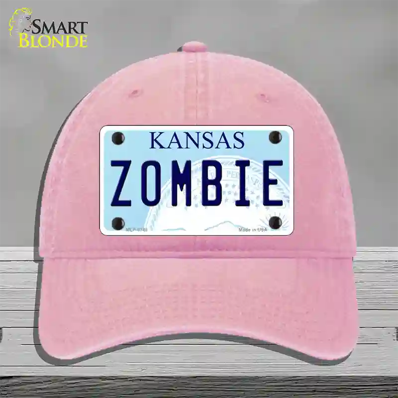 Zombie Kansas Novelty License Plate Hat Unconstructed Cotton / Pink