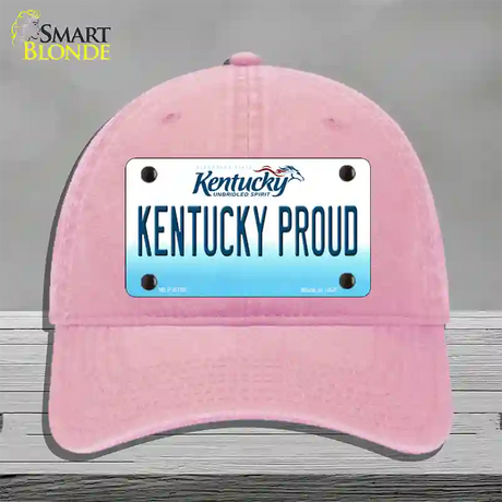 Kentucky Proud Novelty License Plate Hat Unconstructed Cotton / Pink