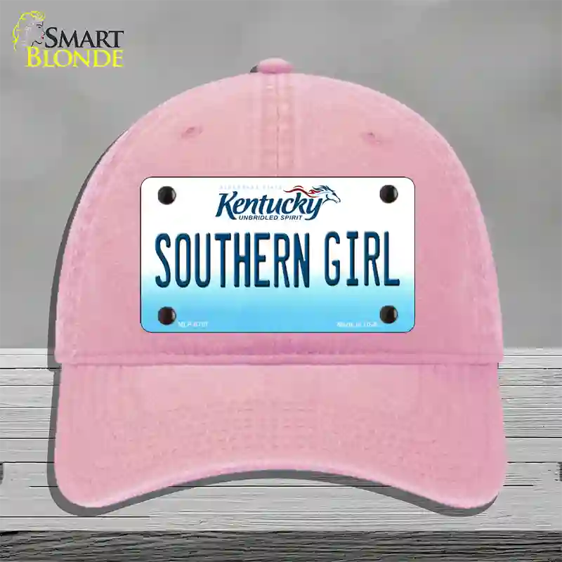 Southern Girl Kentucky Novelty License Plate Hat Unconstructed Cotton / Pink