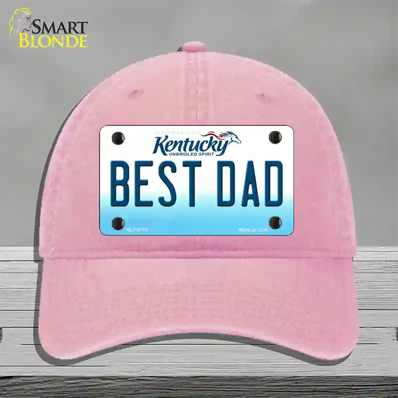 Best Dad Kentucky Novelty License Plate Hat Unconstructed Cotton / Pink