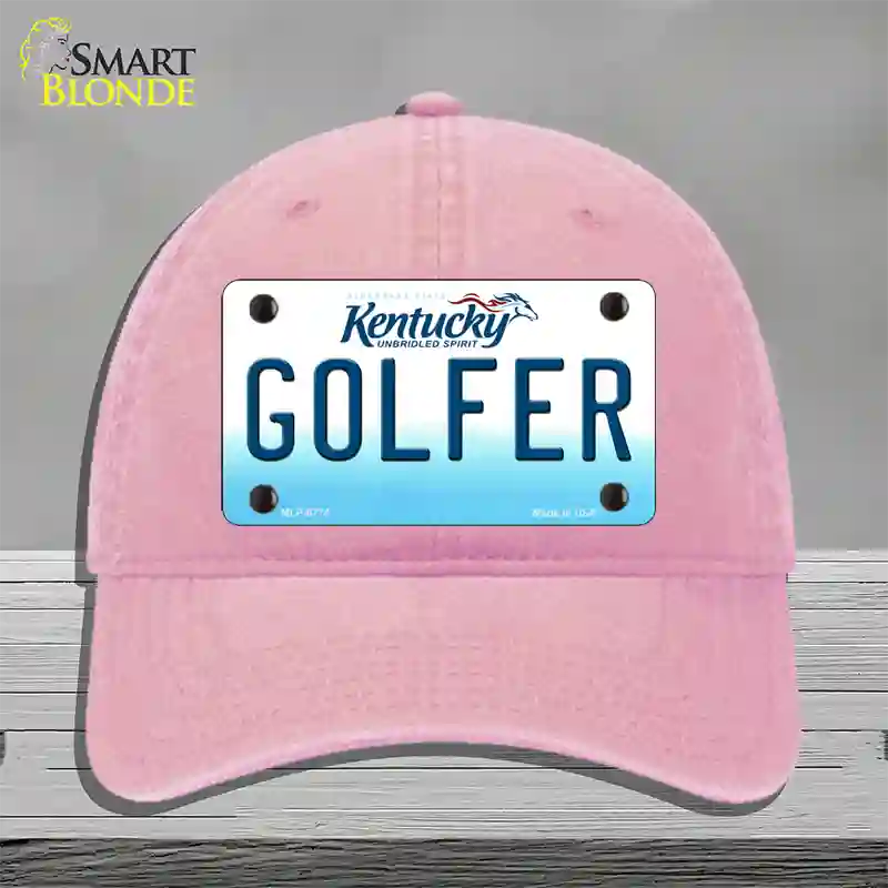 Golfer Kentucky Novelty License Plate Hat Unconstructed Cotton / Pink