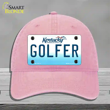 Golfer Kentucky Novelty License Plate Hat Unconstructed Cotton / Pink