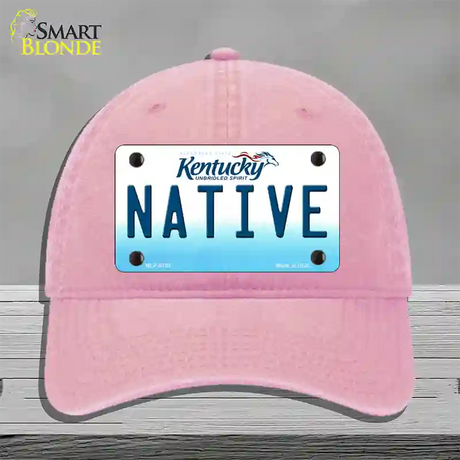 Native Kentucky Novelty License Plate Hat Unconstructed Cotton / Pink