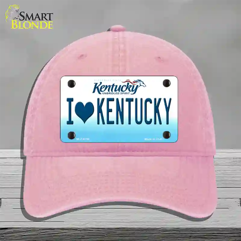 I Love Kentucky Novelty License Plate Hat Unconstructed Cotton / Pink