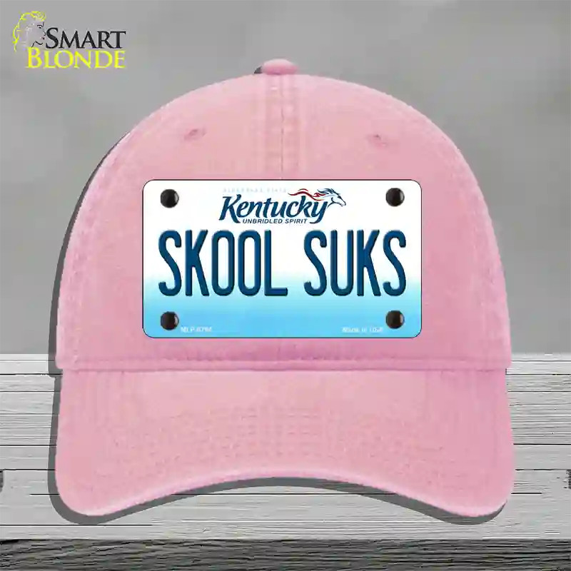 Skool Suks Kentucky Novelty License Plate Hat Unconstructed Cotton / Pink