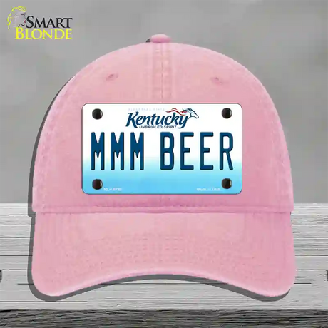 MMM Beer Kentucky Novelty License Plate Hat Unconstructed Cotton / Pink