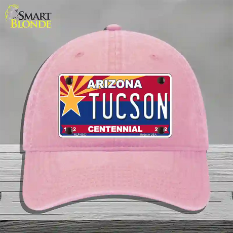 Arizona Centennial Tucson Novelty License Plate Hat Unconstructed Cotton / Pink