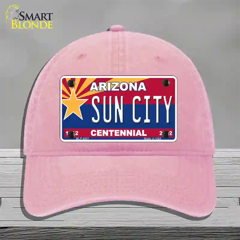 Arizona Centennial Sun City Novelty License Plate Hat Unconstructed Cotton / Pink