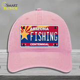 Arizona Centennial Fishing Novelty License Plate Hat Unconstructed Cotton / Pink