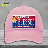 Arizona Centennial Blessed Novelty License Plate Hat Unconstructed Cotton / Pink