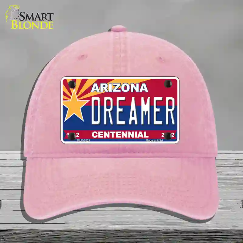 Arizona Centennial Dreamer Novelty License Plate Hat Unconstructed Cotton / Pink