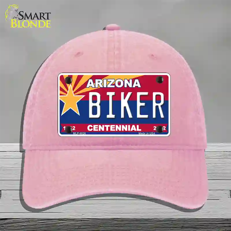 Arizona Centennial Biker Novelty License Plate Hat Unconstructed Cotton / Pink