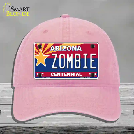 Arizona Centennial Zombie Novelty License Plate Hat Unconstructed Cotton / Pink