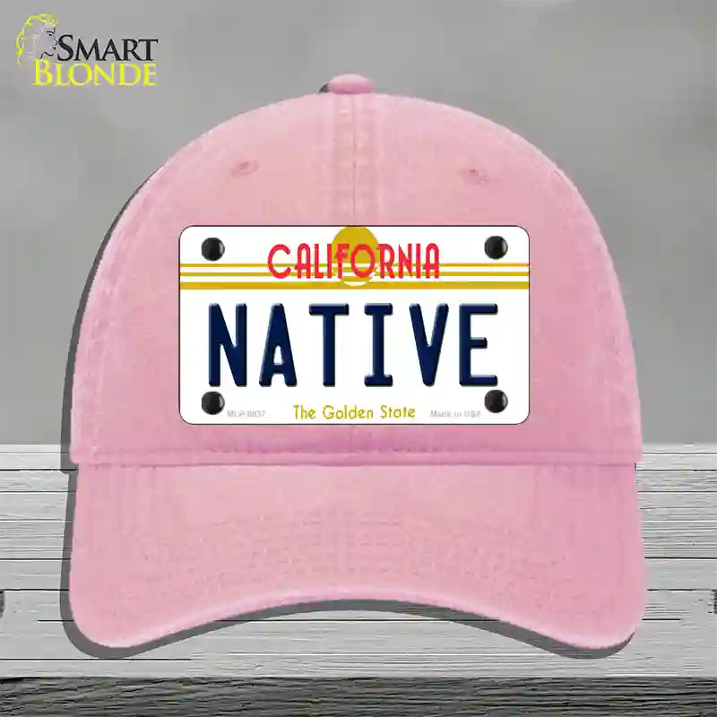 Native California Novelty License Plate Hat Unconstructed Cotton / Pink