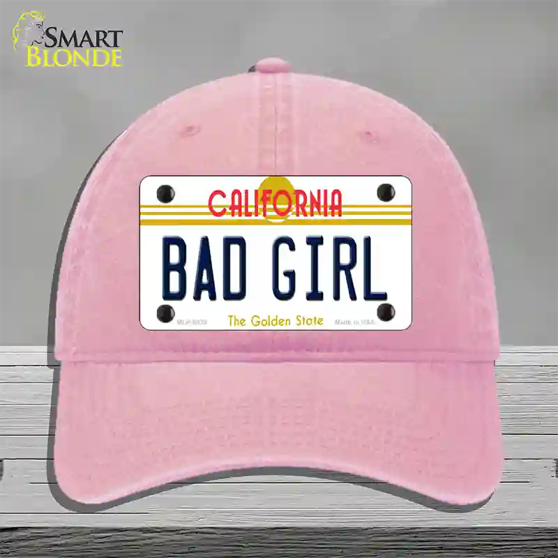 Bad Girl California Novelty License Plate Hat Unconstructed Cotton / Pink