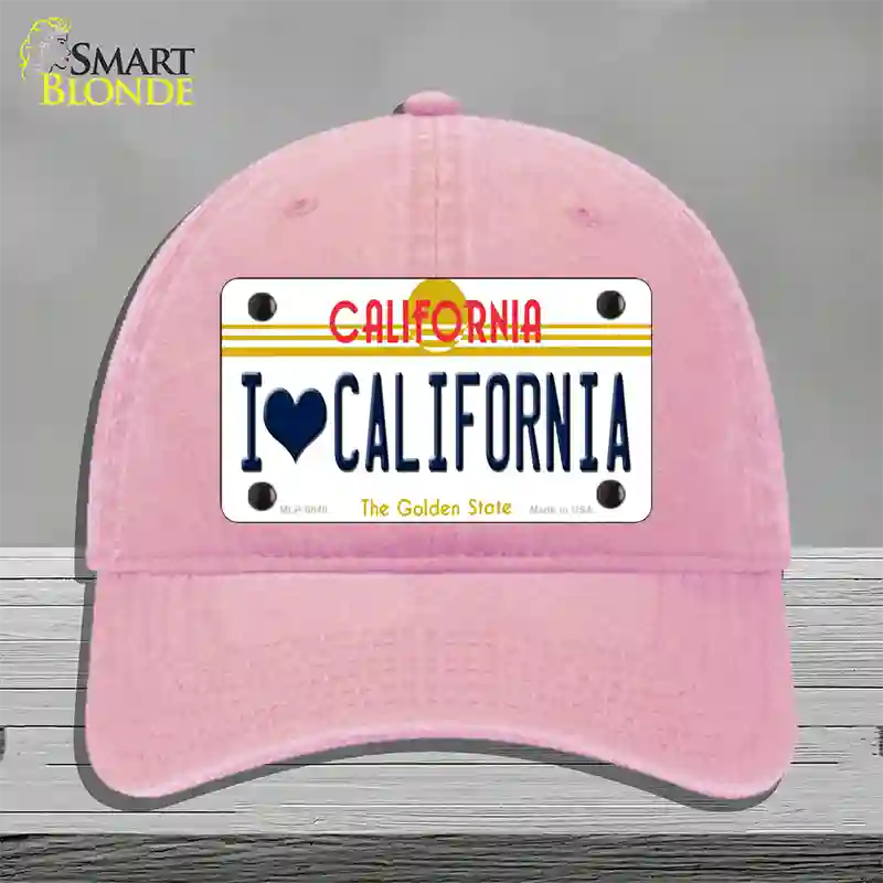 I Love California Novelty License Plate Hat Unconstructed Cotton / Pink