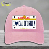 I Love California Novelty License Plate Hat Unconstructed Cotton / Pink