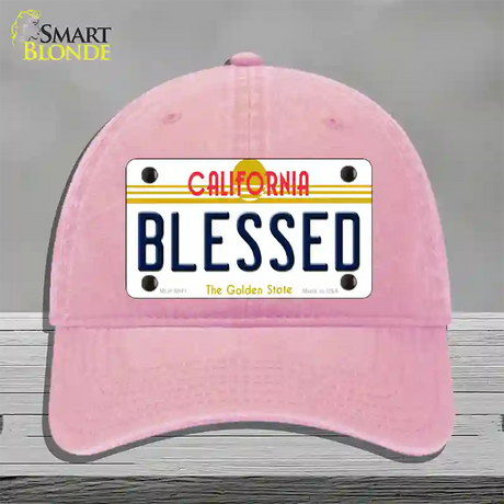 Blessed California Novelty License Plate Hat Unconstructed Cotton / Pink