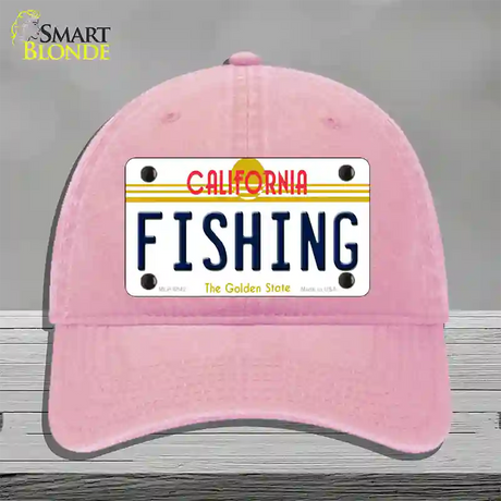 Fishing California Novelty License Plate Hat Unconstructed Cotton / Pink