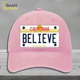 Believe California Novelty License Plate Hat Unconstructed Cotton / Pink