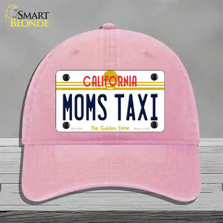 Moms Taxi California Novelty License Plate Hat Unconstructed Cotton / Pink