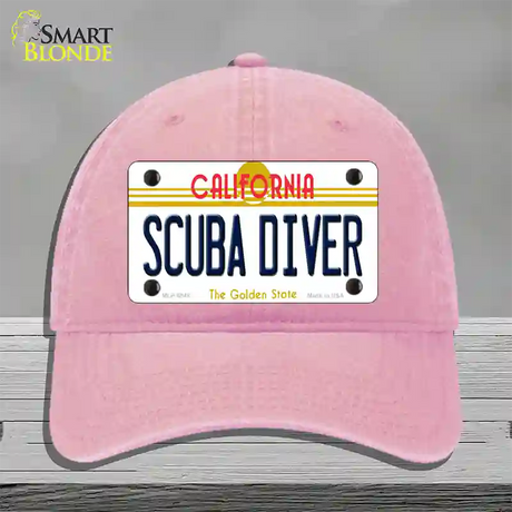 Scuba Diver California Novelty License Plate Hat Unconstructed Cotton / Pink