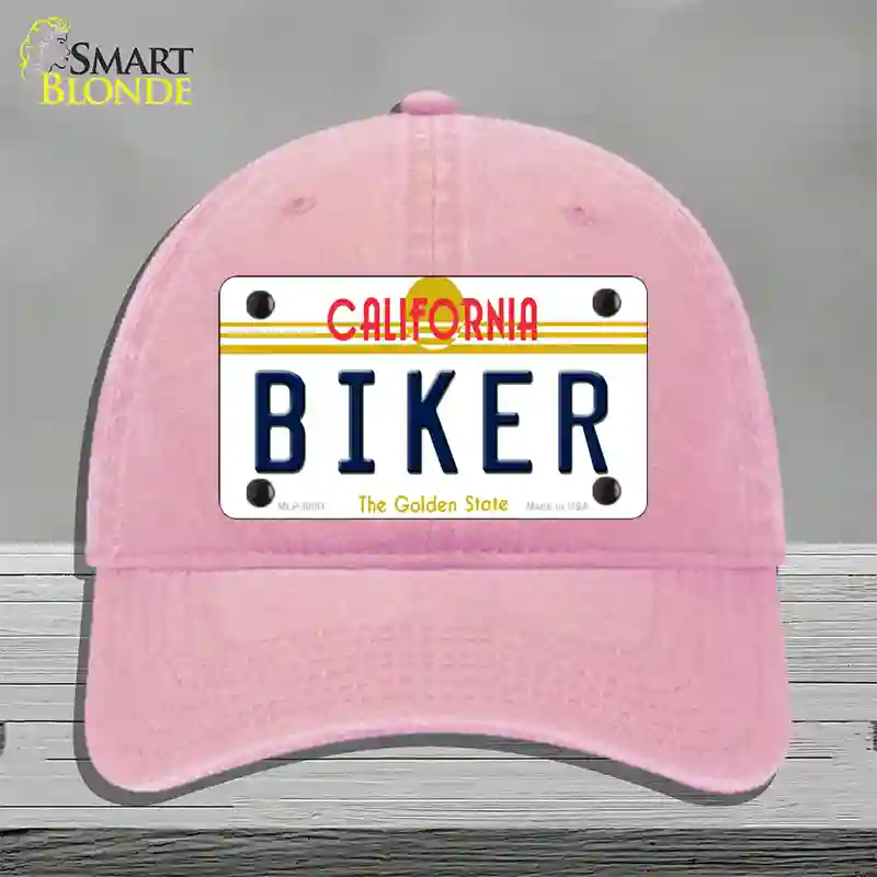 Biker California Novelty License Plate Hat Unconstructed Cotton / Pink